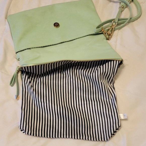 ❣️HP❣️Charming Charlie mint fold over snap/zip closure w/removable strap purse. - Picture 5 of 12